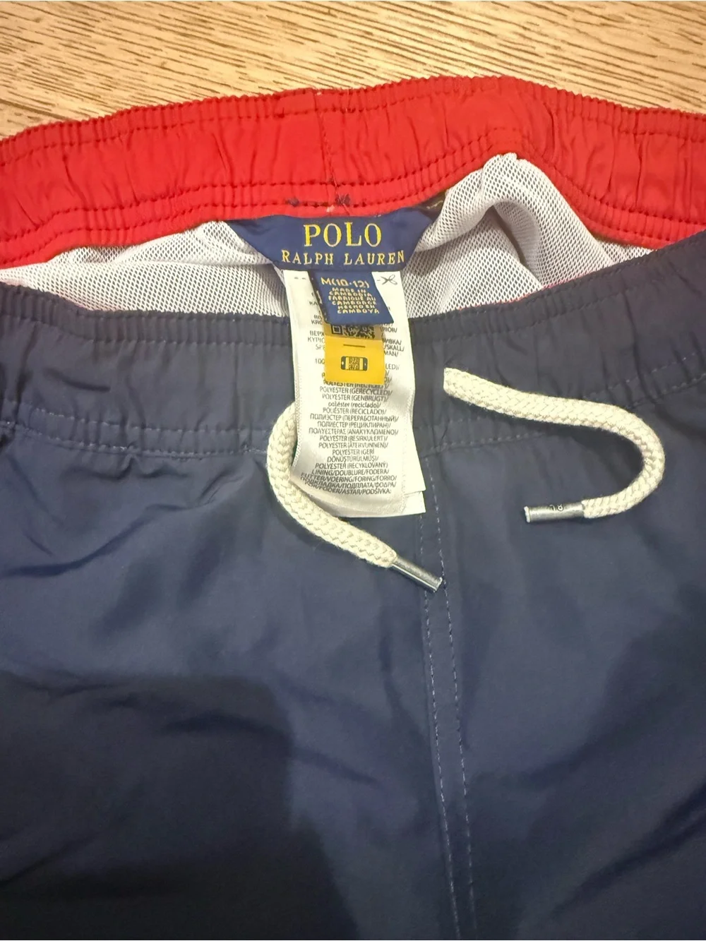 Polo by Ralph Lauren Navy Blue Kids Swim Trunks with Red Logo